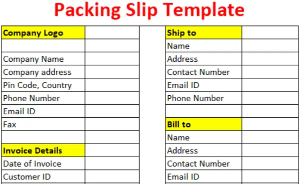 Packing slip template